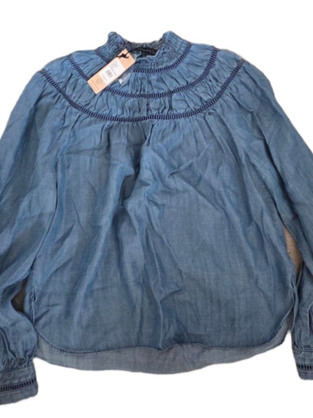 Rebecca Minkoff Jordana Smocked Long Sleeves Blouse Size XS $198 - Picture 2 of 6
